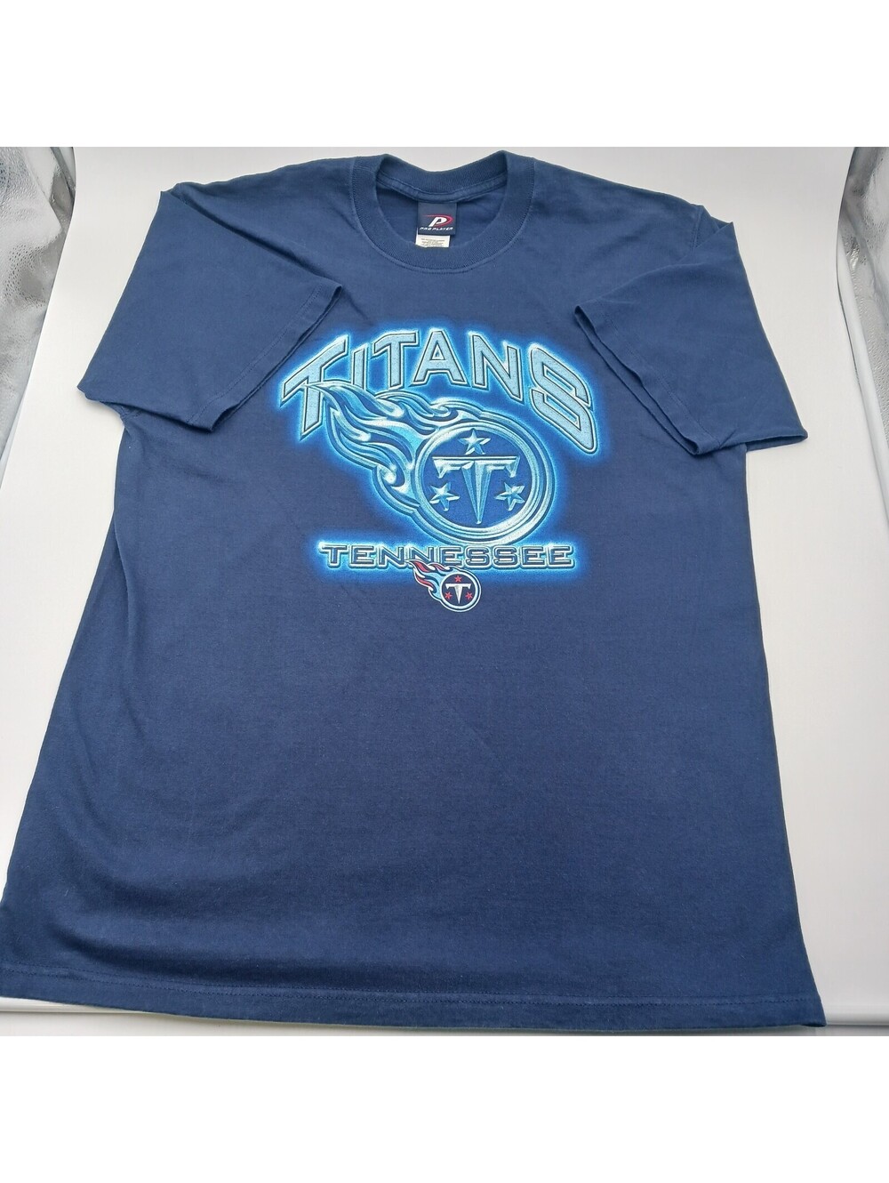 Vintage Tennessee Titans Shirt Men XL Blue Spell Out Graphic Short Sleeve Y2K *